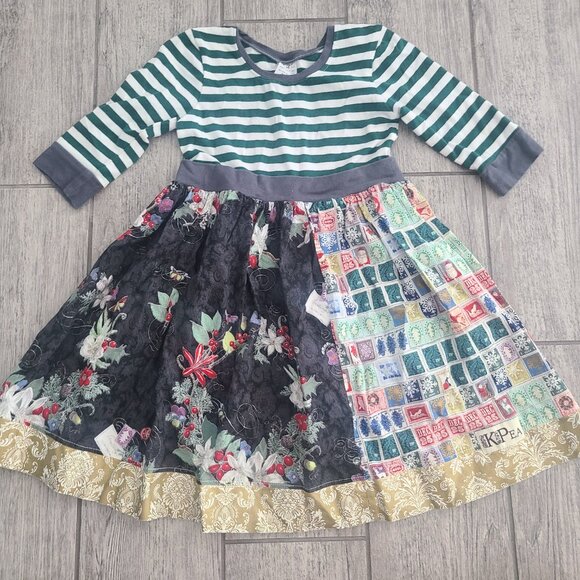 KPea toddler girl Patchwork Christmas Holiday Dress Size 5T - Picture 4 of 11